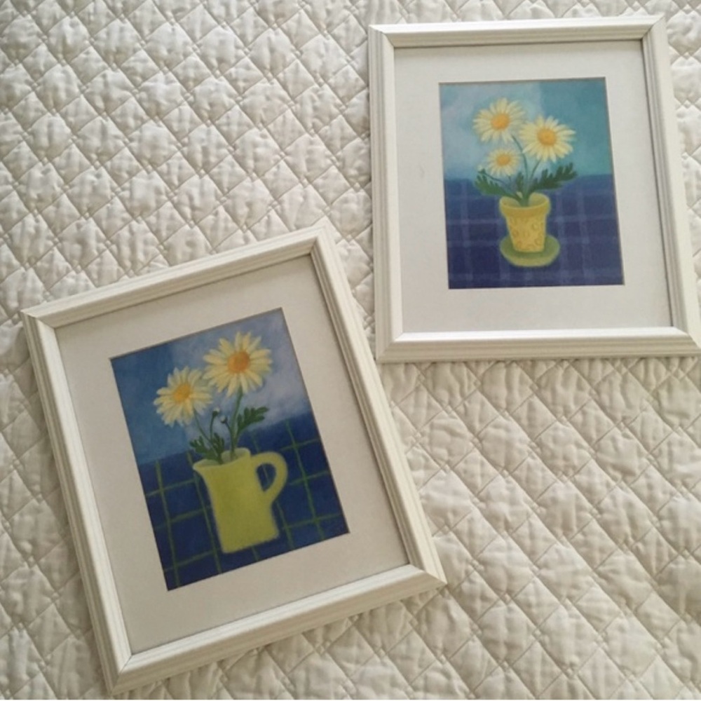 Floral Art Prints in White Frames